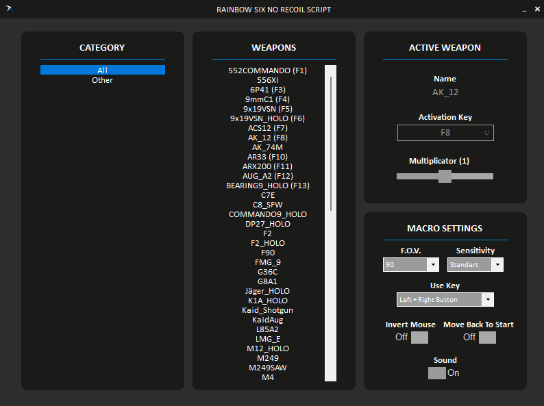 FPSMacros© Rainbow Six Siege No Recoil App